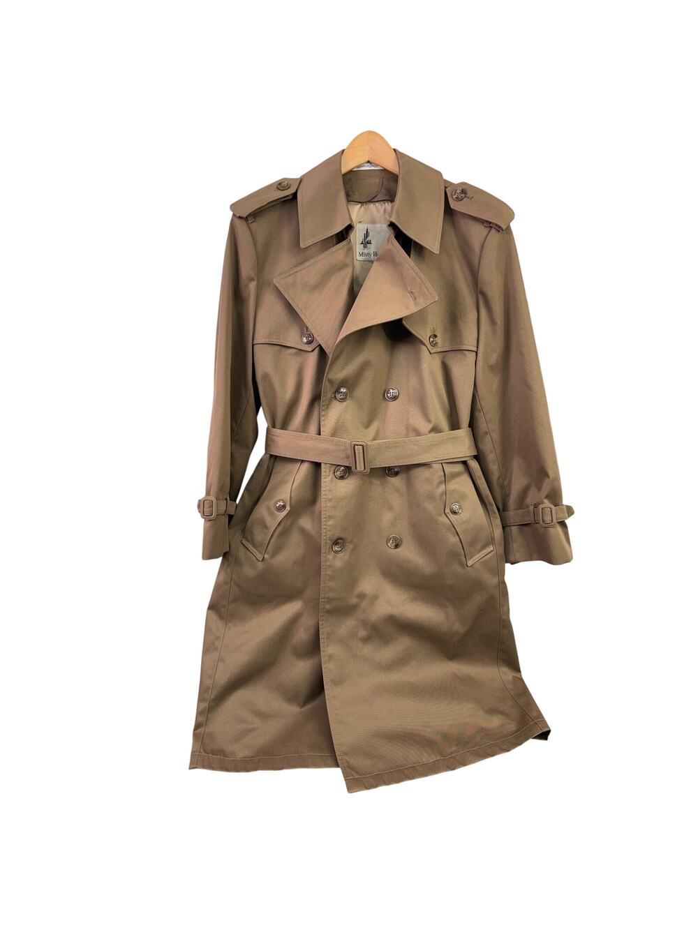 Misty Harbor Vintage Trench Coat Wool Size 40 Western Cut Double Breasted Liner
